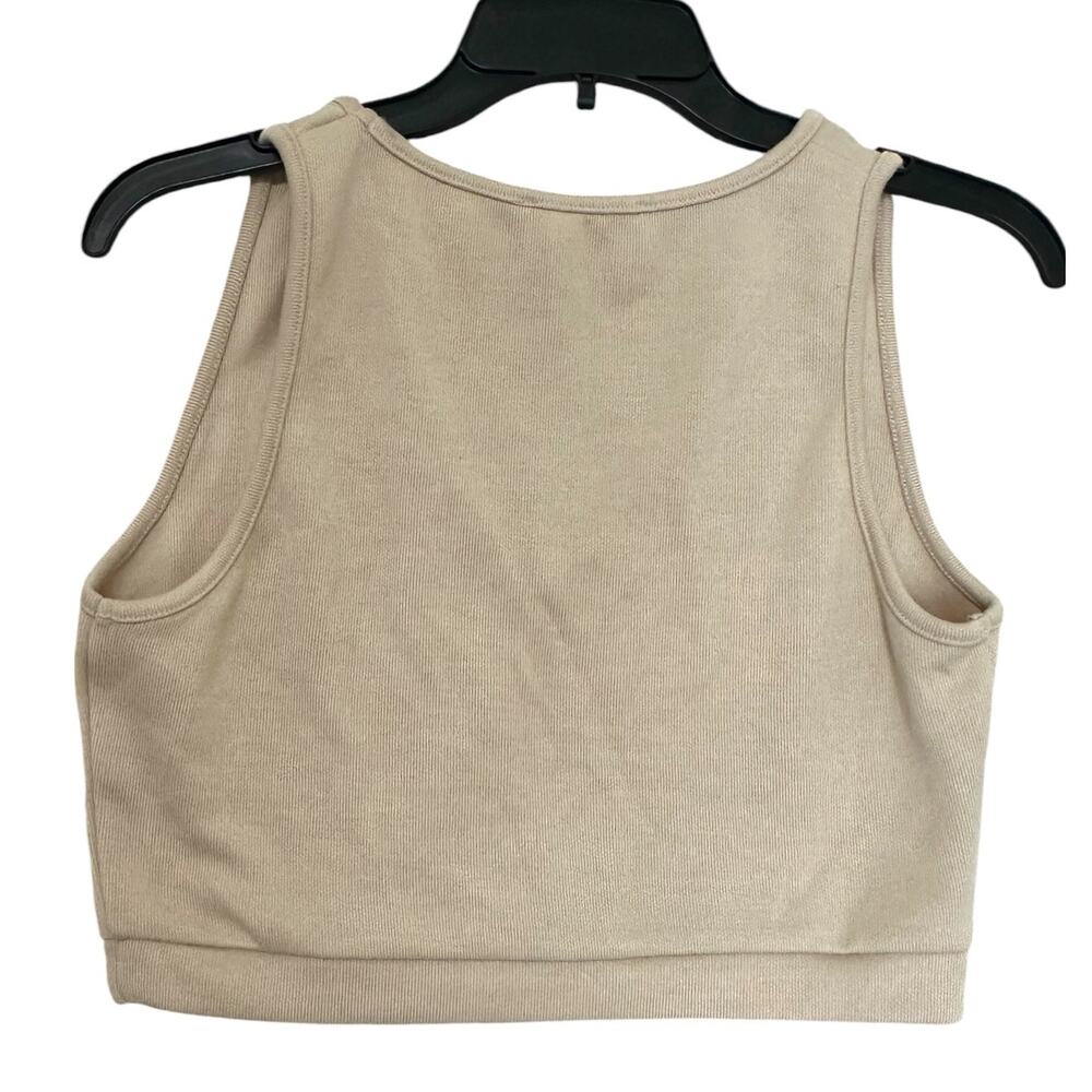 4th & Reckless Andie Top Women's L Beige V-Neck Sleeveless Cropped Banded Hem - Picture 4 of 6
